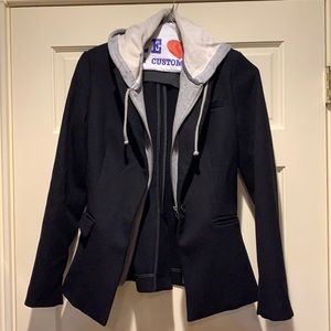 Blazer with removable hood
